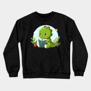 Dino reading book Crewneck Sweatshirt